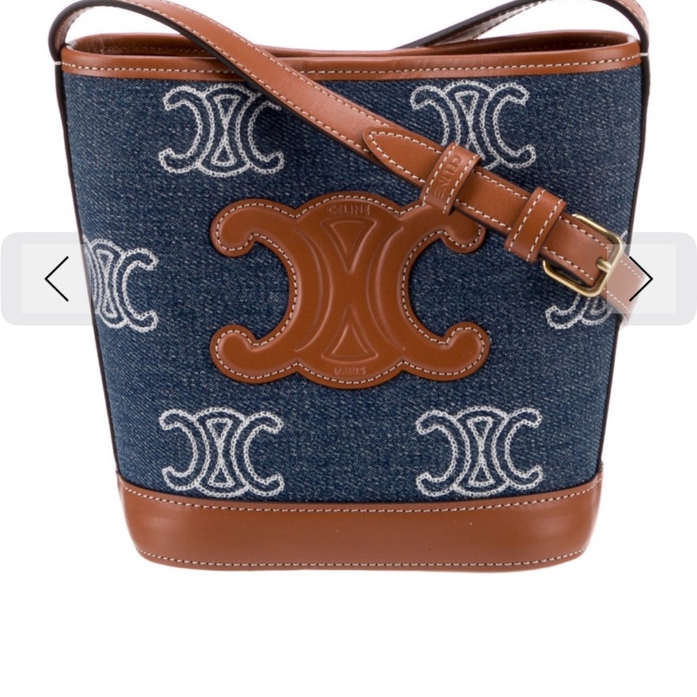 Celine Mini Denim Bucket Cuir Triomphe
